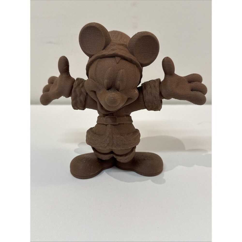 3D Printed Chocolate Brown Christmas Santa Disney Mickey Mouse Figurine Decor